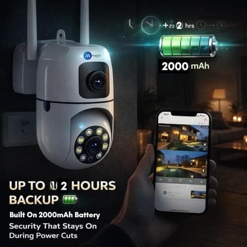 Maizic Smarthome Always On Dual Lens Mini Fox 5+5MP Dual Lens/Dual Screen WiFi Indoor CCTV Camera with PTZ & Fixed View | 2000 mAh Battery | AI Motion Detection | Color Night Vision | Two-Way Audio 3