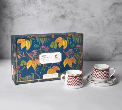 India Circus by Krsnaa Mehta Blushed Orchard Cup and Saucer for Tea & Coffee Set of 4 (4 Cups + 4 Saucers) | Home and Kitchen Dishwasher Safe| Ideal for Gifting Every Celebration | 220 mL Each 3