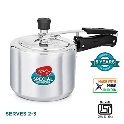 Pigeon by Stovekraft 12261 Induction Base Inner Lid Aluminium Pressure Cooker, 3 Liters, Silver 2