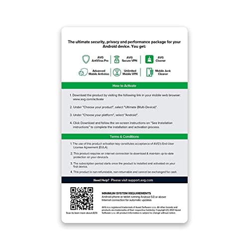 AVG Ultimate Security for Mobile | 1 Device 1 Year | Android Phone & Tablets | Includes Antivirus Pro, Cleaner Pro | Email Delivery in 2 Hours. 2