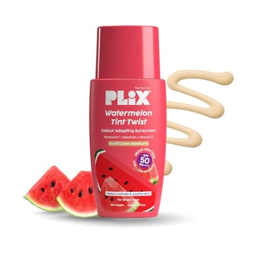 PLIX - THE PLANT FIX Watermelon Tint Twist Color-Adapting Sunscreen | For light coverage & instant glow | SPF 50 PA++++ Medium Sunlit Glow