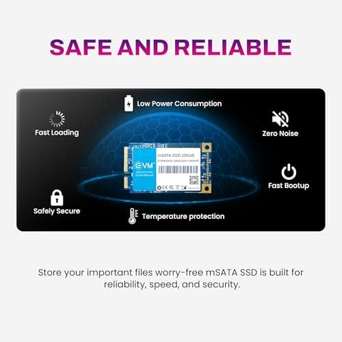 EVM 256GB mSATA Internal SSD | 3D NAND | Up to 520MB/s Read 500MB/s Write | Compact Laptop Upgrade Storage | 5 Year Warranty (EVMMS/256GB) 5