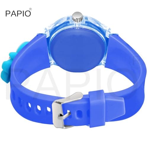PAPIO® Blue Color Silicone Band Cute Cartoon Design Multi-Function 7 Color Light Analog Wrist Watch for Kids, Children, Boys, and Girls (KD-022) 3