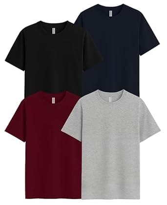 Sleepynuts Men's Regular Fit Round Neck Half Sleeves Solid Casual Wear T-Shirt