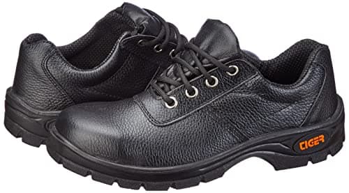 Tiger Men's Low Ankle Lorex Steel Toe Safety Shoes (Size 8 UK, Black, Leather) 2