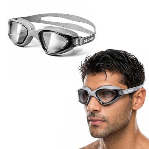 SLOVIC Swimming Goggles for Men [Grey] | Swimming Goggles for Women | Anti-Fog & UV Protected Swimming Glasses for Men & Women | Unisex Swimming Accessories | Leaf-Proof Goggle with Adjustable Straps