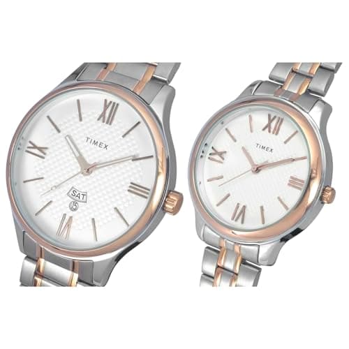 TIMEX Empera Round 43mm Silver Dial Analog Pair Watch - TW00PR285 5