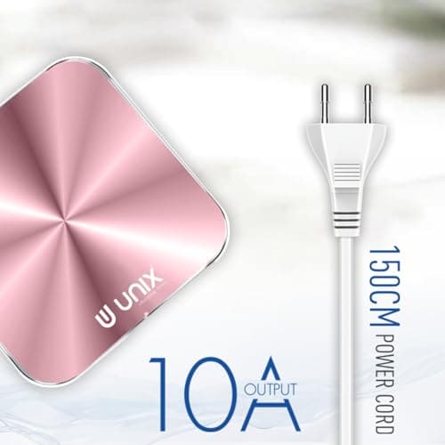 Unix UX-212 32W 8-Port USB Desktop Charging Station| Fast Multi Port Wall Charger with Type-C QC |10A Output | for iPhone 14/13/12, Samsung S22 Ultra,All USB Devices | Home & Office Use - Rosegold 3