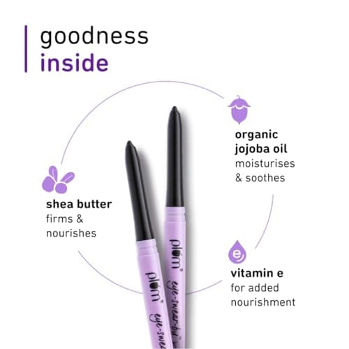 Plum Eye-Swear-By Kajal | Deep Black | Creamy Smooth | Smudge-Proof & Waterproof | Long-Lasting | Twist-Up Pencil | Enriched with Vitamin E | 100% Vegan & Cruelty-Free | 0.35g 5
