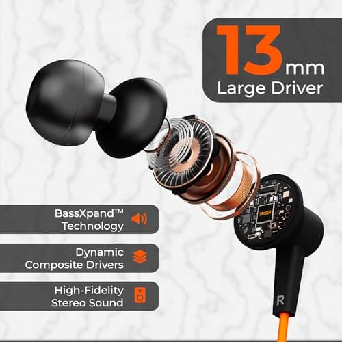 TRIGGR Zing Type-C Wired Earphones with 13mm Driver, in-line Controls, Rich Bass, Mic Wired (Midnight Blaze, in The Ear) 3
