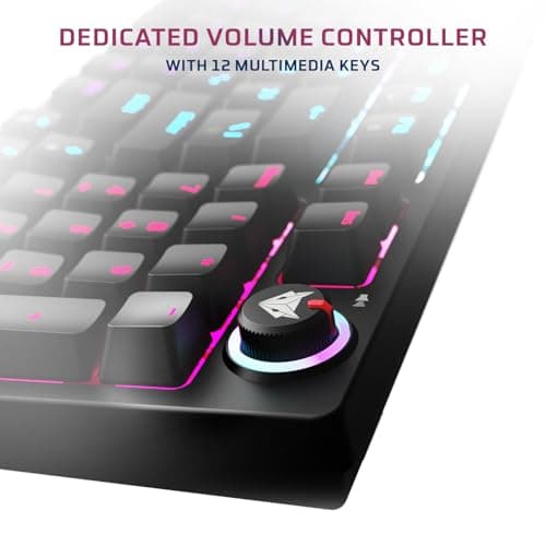 EvoFox Katana X2 FS Mechanical Gaming Keyboard | 3‑Pin Replaceable Clicky Blue Switches, Dynamic Backlighting, All Keys Anti‑Ghosting, Volume Knob, Copilot, Xbox Gamebar, Screenshot & More (Black) 4