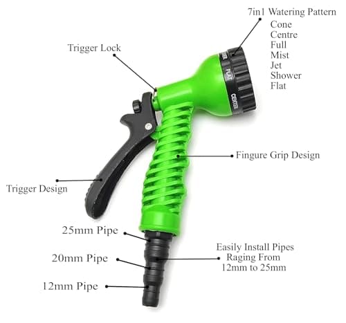 GLUN ® Plastic 7 in 1 Garden Hose Spray, Washing Car 7 Adjustable Sprays, Multi Useability Watering Plants, Car, Gardening & Homes 2