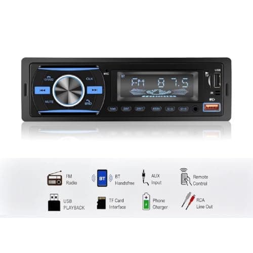 AUTO SNAP Car Player Single Din MP3 TF/BT/AUX/SD Card Slot Dual USB Ports with Remote Control Universal Fit Panel Bluetooth Connectivity 2