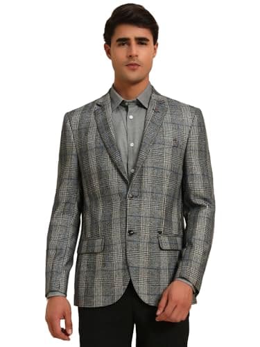 Cantabil Men's Grey Checkered Winter Wear Smart Fit Blazer (MBZF00103_Grey_40)