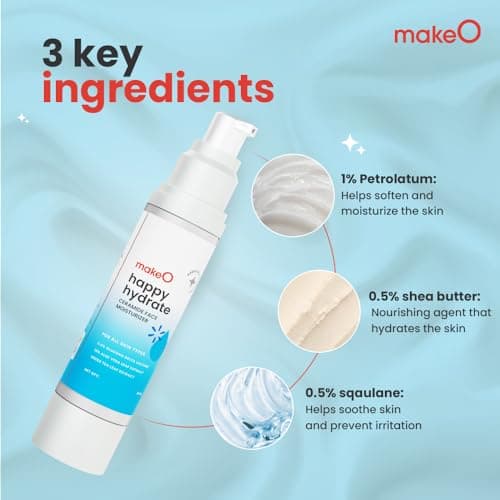 makeO Happy Hydrate Ceramide Face Moisturizer | With Shea Butter, 3. 0.5% Squalene & 1% Petrolatum I Ceramide Cream Moisturizer | Suitable for All Skin Types | Soft Moisturized Skin I 50 ml 4