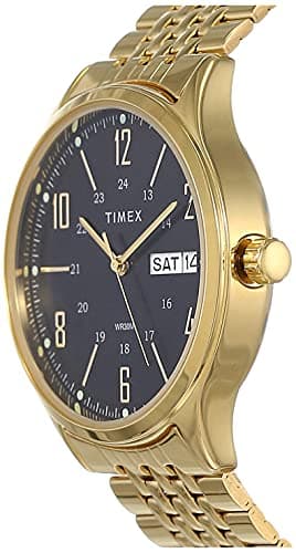 TIMEX Classics Analog Watch for man with Black Round Dial & Gold Stainless Steel Bracelet Band Water Resistant Men's Wrist Watches - TW0TG6504 2