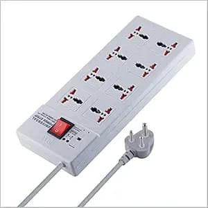 MX 8 Outlet Universal Power Strip – 3 Meter Cord, 5A Extension Board with Overload Protection, Power Switch, Multi-Plug Socket for Home, Office, and Electronics