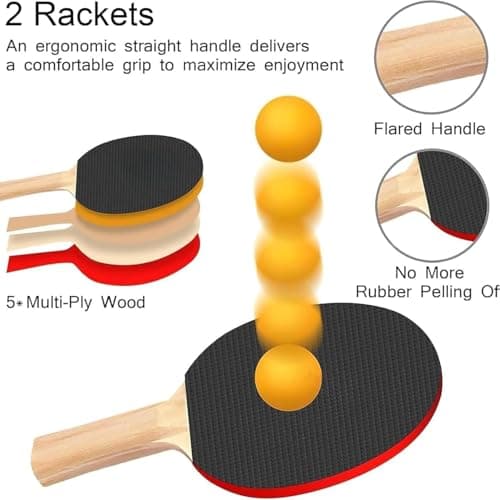 Table Tennis Playset with 2 Ping Pong Rackets, 3 ABS Balls, Foldable TT Net & Carry Bag | Lightweight Table Tennis Sports Accessories for Practice & Recreation | Ideal for Home School and Outdoor 4
