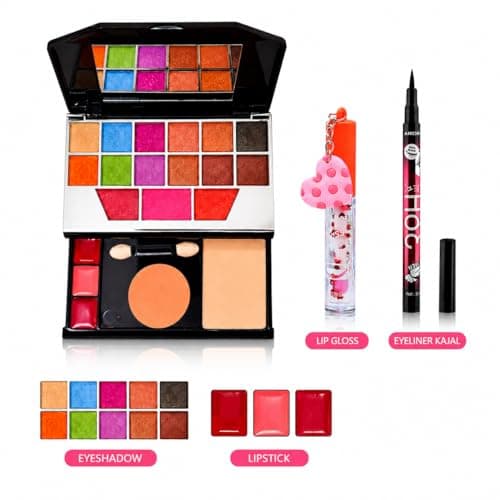 All in One Makeup Kit for Girls | Eyeshadow Palette, Lip Gloss, Eyeliner Kajal | Colorful Pretend Play Makeup Set | Kids Gift Set 2