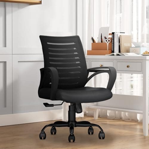 CELLBELL Desire C104 Mesh Mid Back Chair | Ergonomic Office, Study, Revolving, Computer Chair for Work from Home Heavy Duty Metal Base, Seat Height Adjustable (Black)