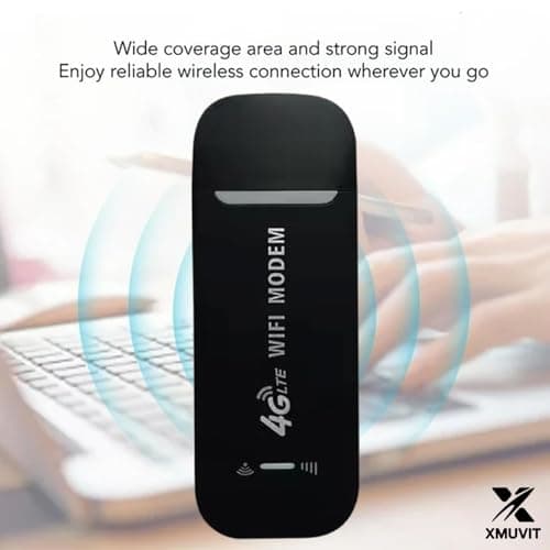 XMUVIT 4G LTE Wireless USB Dongle | All SIM Network Supported Data Card | Up to 150Mbps High-Speed Portable WiFi Hotspot | Plug & Play Single Band Internet Stick for Laptop & PC_Black 4