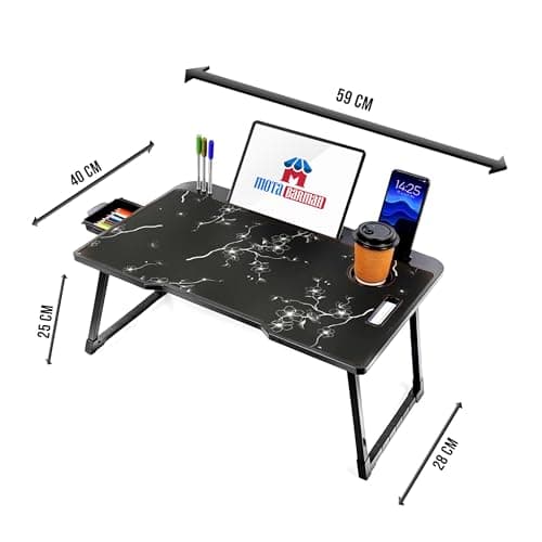 DIVIJA STORE Smart Multipurpose Foldable Laptop Table with Cup Holder, Study Table, Bed Table, Breakfast Table, Foldable and Portable/Ergonomic & Rounded Edges/Non-Slip Legs (Flying doremon) 5