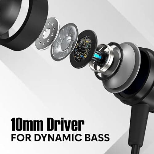 SIGNATIZE Bluetooth in Ear Earphones with 10mm Drivers, Rich Music Experience, Above 20 Hours Playtime, Type C Fast Charging, Neckband Earphones 5