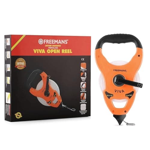 FREEMANS Viva Open Reel 50m:13mm Fibreglass Measuring tape - 50m/164ft With Unbreakable ABS case || Double Side Printing || Long and Durable Winding Handle For Easy Retraction and Steel End Hook 3