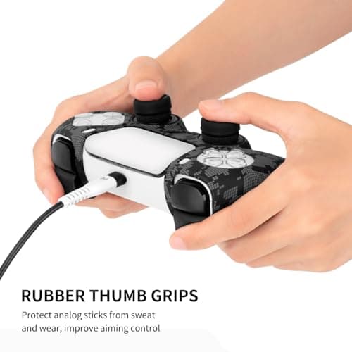 NiTHO PS5 Controller Cover Case, Anti-Slip Soft Silicone Protective Skin for Playstation 5 Controller with Thumb Grip Caps, Joystick Protectors Kit Accessories for PS5 Wireless Controller - Camo 5
