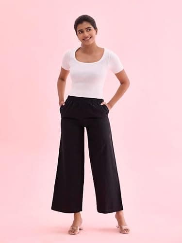 GO COLORS_Women_Linen Palazzo_Black_XL 2