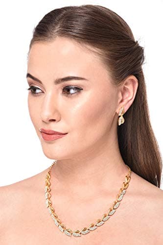 KENNICE American Diamond Designer Gold-Plated Necklace With Earrings & Temple Coin Bangles Jewellery Set For Women & Girls 4