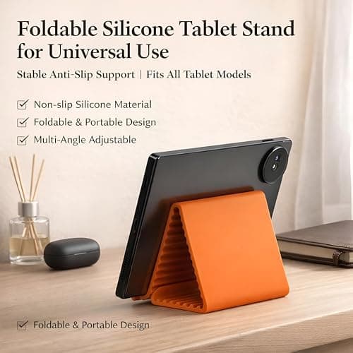 Crafty India Portable Foldable Silicone Aluminum Phone Holder 2026 Flexible Phone Stand for Desk & Travel, Adjustable Non-Slip Universal Phone & Tablet Holder for Home, Kitchen, Office, Treadmill 4