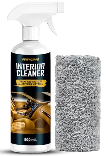 VRPRIME Car Interior Cleaner | Car Dashboard, Seat, Door | Leather, Plastic and Fabrics | Removes Tough Stains and Dirt with Microfiber Cloth (500ML) (Pack of 1)