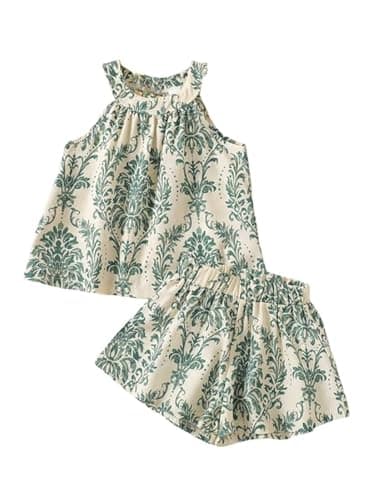 SKYCARRY Baby Girl Cotton Dress Set Ages 1 to 8 Years Blue Floral Summer Beach Wear Kids Clothes Girls Night Dress Party Western Frock Outfit Daily Fashion Clothing Set Stylish Frocks