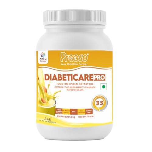 Pro360 Diabeticare Pro Diabetic Protein Powder - 1kg Badam Flavour Protein Powder for Men & Women - Protein Supplement for Diabetes Management & Balanced Nutrition