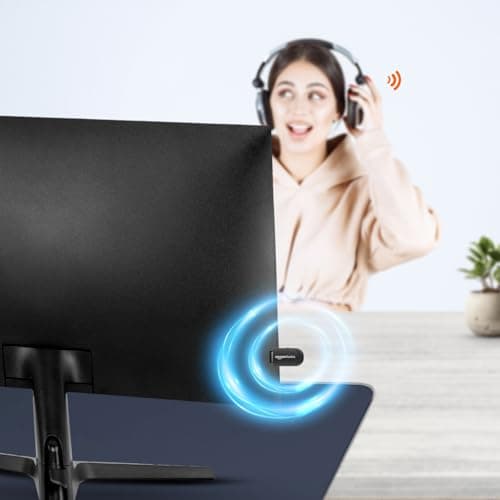 Amazon Basics 2 in 1 Bluetooth 5.0 Transmitter Receiver | 3.5mm Stereo Audio Adapter with Mic | Portable Design | Driverless Plug and Play | Easy Slide Switch Mode | 10m Range 5