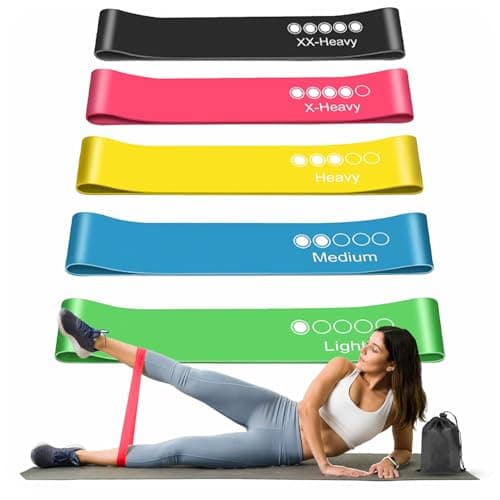 Active 100 Resistance Bands Set of 5 – Skin-Friendly Loop Bands With 5 Resistance Levels, Ideal Exercise Band for Home Gym, Yoga, Pilates – Includes Carrying Case & Free Guide (Multicolor)