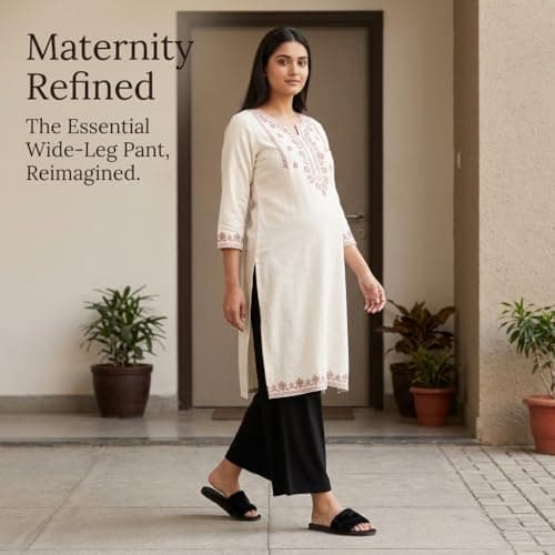 AV2 Women's Cotton Lycra Stretchable Relaxed Fit Maternity Pants | Maternity Yoga Pants | Maternity Trousers Black X-Large 5556 5