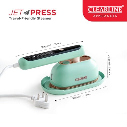 Clearline Jet Press 2-in-1 Portable cum Travel Iron & Fabric Steamer | 1350W Quick Heat-Up | Digital Display | Non-Stick Soleplate | Compact & Lightweight | Ideal for Travel & Daily Use 4