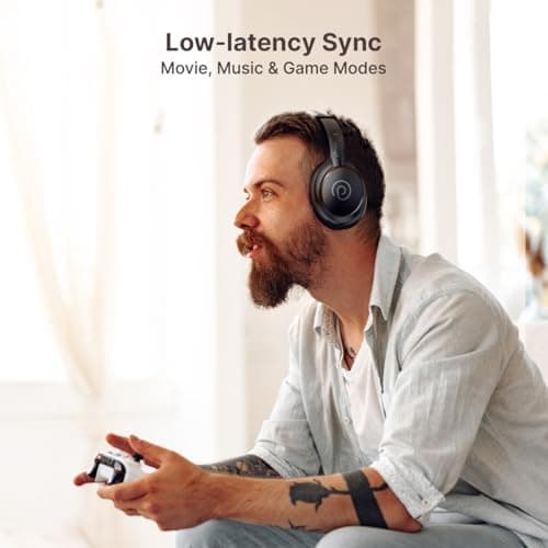 pTron Studio Evo 70hrs Playtime Wireless Over Ear Headphones with HD Mic, Low-Latency Game/Movie/Music Modes, Punchy Bass, BT5.3, Dual Device Pairing, Voice Assistant & Type-C Fast Charging (Black) 6