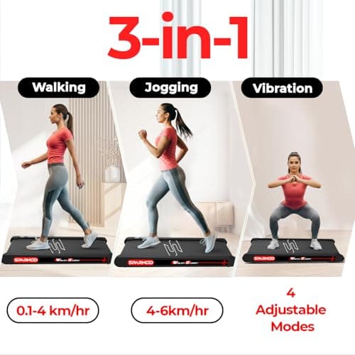 Sparnod Fitness WalkyShaky Walking Pad Treadmill for Home Use Foldable Compact 2.5 HP DC Motor Running Machine with Vibration Modes Mini Walkpad 120kg Capacity Cardio Equipment Under Desk Fitness 4