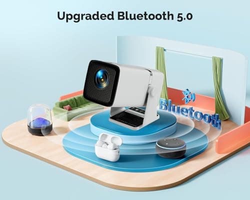 WZATCO Yuva Go, Android 13.0 Smart Projector, 1080P & 4K Support, Rotatable Design, Auto & 4D Keystone with Netflix, Prime etc, 9000 Lumens, WiFi 6 & BT, Screen Mirroring, ARC, 720P Native, White 5
