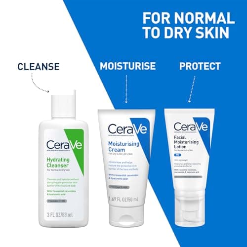 CeraVe Hydrating Cleanser for Normal to Dry Skin (88ml) - combo pack of 2 Non-Foaming Face Wash with Hyaluronic Acid and Ceramides | Non-Comedogenic, Non-Irritating and Fragrance-Free Cleanser 2