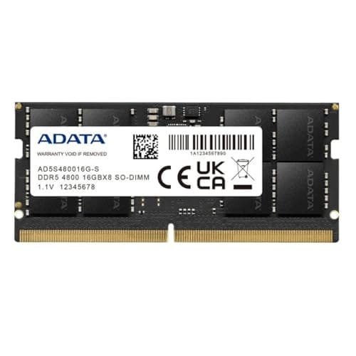 ADATA Premier 16GB 4800MHz SO-DIMM DDR5 Laptop Memory, Single RAM Module, Supports Intel & AMD Latest CPU, Intel XMP & AMD Expo, Built in PMIC, On Die ECC, Low Voltage, More Bandwidth - AD5S480016G-S