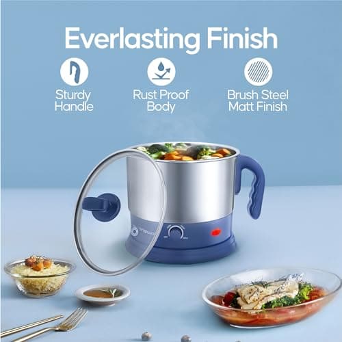 Longway Handy 1.5 Ltr Multi-Cooker Electric Kettle with Stainless Steel Body for Boiling & Cooking (Gray, 600 Watt) 3