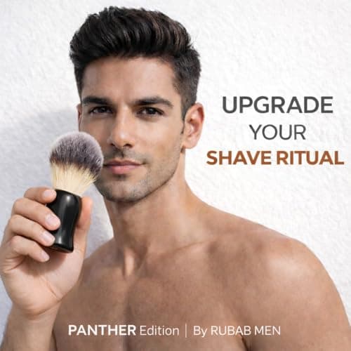 RUBAB MEN Premium Soft Shaving Brush for Men |Panther Edition| - Experience Luxury Shaving with Cruelty-Free Bristles & Elegant Solid Grip Black-Toned Handle | Handcrafted with Passion 5