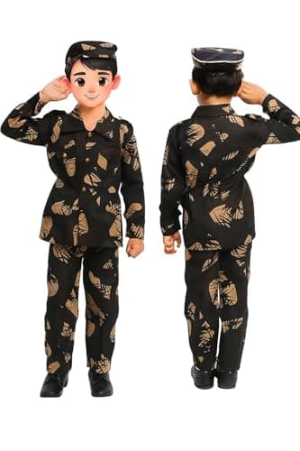 YUPPIN Polyester Kids Military Costume for Boys & Girls, Army Soldier Uniform, Large Size, Cosplay Dress Up (7-8 years)