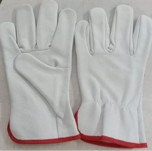 Leather hend gloves,Primium Safety Hend Gloves for Men | Heavy Duty Industrial Work Gloves | Construction, Welding hend gloves,Gardaning& Factory Use |Durable Protective Hand Gloves(White)