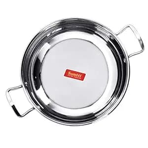 Sumeet Stainless Steel Induction Bottom (Encapsulated Bottom) Induction & Gas Stove Friendly Kadhai Size No.15 (3.8 Liter)