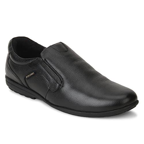 Red Chief Genuine Leather Formal Slip-On Shoes for Men | Elegant & Comfortable Office Wear | Black | RC3512